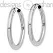 925 Rhodium-Plated Silver Thick Endless Hoop Earrings 3 mm x 33 mm 2.5 grams