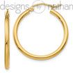 10K Yellow Gold Light Seamless Classic Hoop Earrings 2 mm x 25 mm 1.3 grams