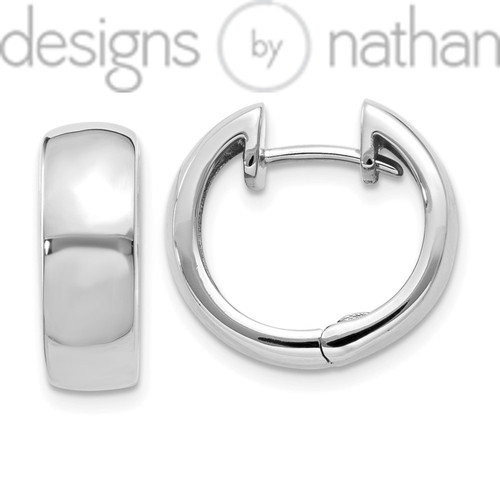 Real 14K White Gold Flat Solid Snug Tiny Hinged Huggie Hoop Earrings 5 x 14 mm Real 14K White Gold Flat Solid Snug Tiny Hinged Huggie Hoop Earrings 5 x 14 mm