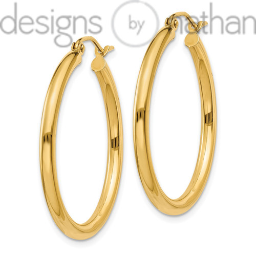 14k Yellow Gold Light Seamless Classic Hoop Earrings 2.5 mm x 30 mm 1.9 grams 14k Yellow Gold Light Seamless Classic Hoop Earrings 2.5 mm x 30 mm 1.9 grams