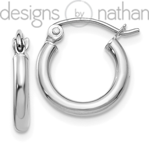 10K White Gold Light Seamless Round Classic Hoop Earrings 2 mm x 13 mm 0.7 grams 10K White Gold Light Seamless Round Classic Hoop Earrings 2 mm x 13 mm 0.7 grams