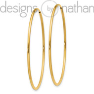 14k Yellow Gold Polished Thin Endless Hoop Earrings 1.25 mm x 40 mm 1.2 grams