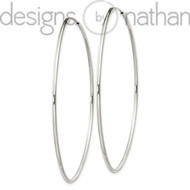 925 Sterling Silver Polished Thin Endless Hoop Earrings 1.3 mm x 55 mm 2.6 grams