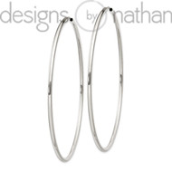 925 Sterling Silver Polished Hollow Endless Hoop Earrings 2 mm x 70 mm 5.8 grams
