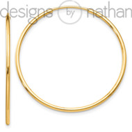 10K Yellow Gold Polished Thin Endless Hoop Earrings 1.25 mm x 35 mm 1 grams