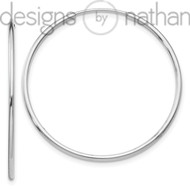 10K White Gold Polished Thin Round Endless Hoop Earrings 1.25 mm x 35 mm 1 grams
