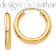 10K Yellow Gold Polished Thick Endless Hoop Earrings 2.75 mm x 20 mm 1.1 grams