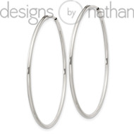925 Sterling Silver Polished Thin Endless Hoop Earrings 1.3 mm x 40 mm 1.8 grams