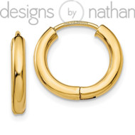 Real 14K Yellow Gold Light Hollow Tube Snug Hinged Huggie Hoop Earrings 1.5 g