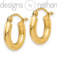 14k Yellow Gold Light Seamless Round Classic Hoop Earrings 3 mm x 14 mm 1 grams