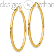 14k Yellow Gold Light Seamless Classic Hoop Earrings 2.5 mm x 45 mm 3 grams