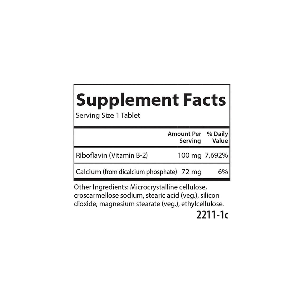 Vitamin B2 100 mg Riboflavin Energy & Vision Health