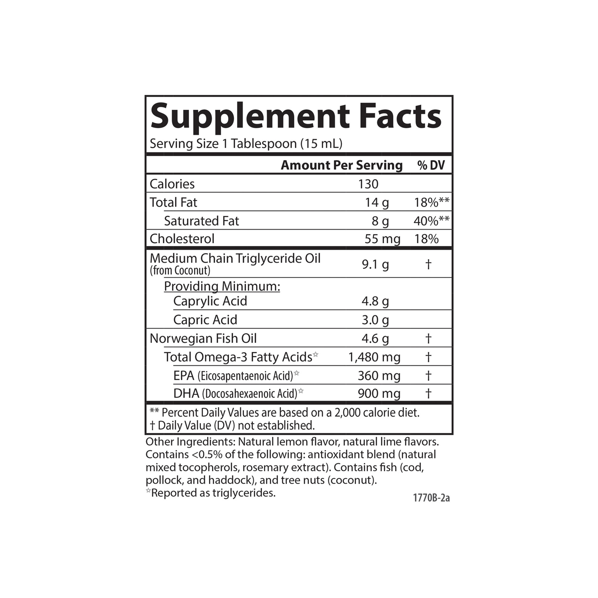 MCT & Omega-3 | 1,480 mg Omega-3s + 9,200 mg (9.2 g) MCTs