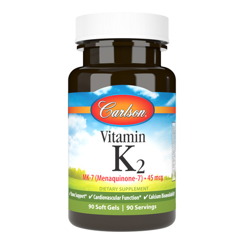 Vitamin K2 also supports cardiovascular system health by promoting healthy blood clotting and directing calcium into the bones. Build better bones and support optimal wellness with Carlson Vitamin K2 as MK-7. sku_1011-UPC