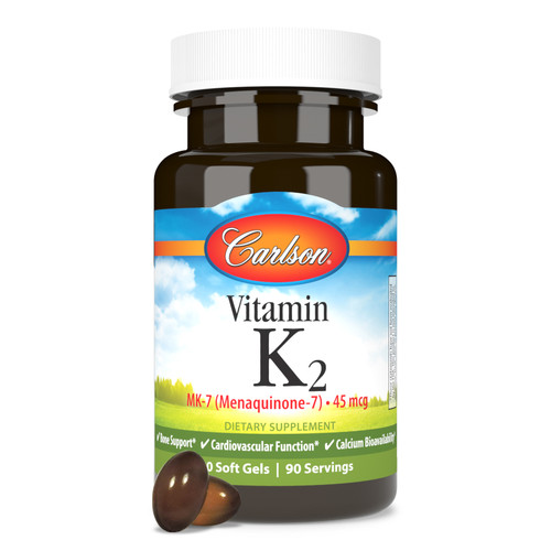 Vitamin K2 also supports cardiovascular system health by promoting healthy blood clotting and directing calcium into the bones. Build better bones and support optimal wellness with Carlson Vitamin K2 as MK-7.