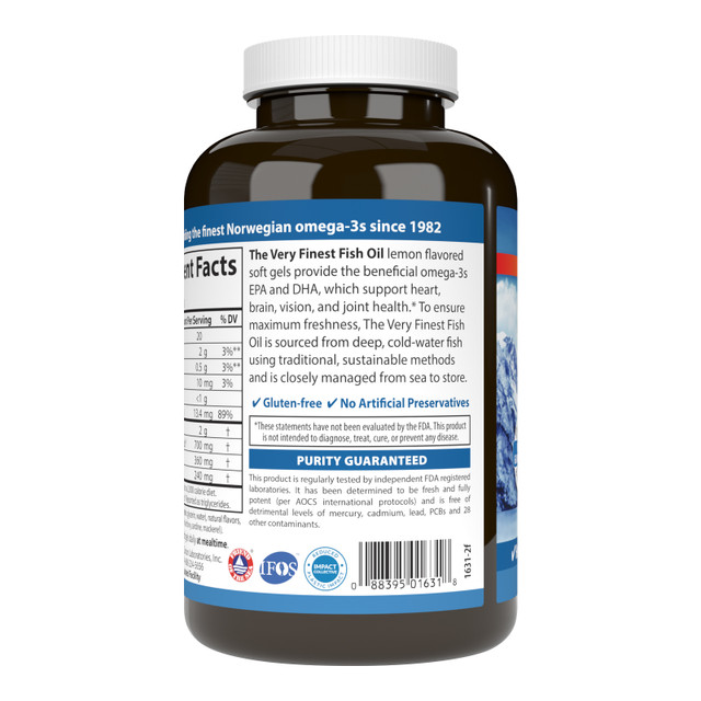 The Very Finest Fish Oil provides the beneficial omega-3s EPA and DHA which offer many health benefits, such as promoting heart, brain, vision, and joint health.