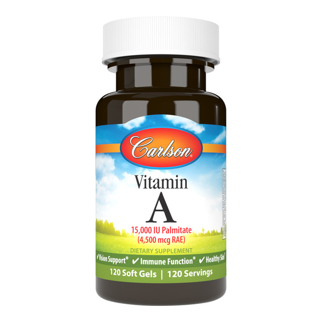 Vitamin A Palmitate 15,000 IU (4,500 mcg RAE) promotes healthy vision. Vitamin A also promotes skin, bone, and immune system health. sku_1101-UPC vitamin a palmitate milk, vitamin a palmitate