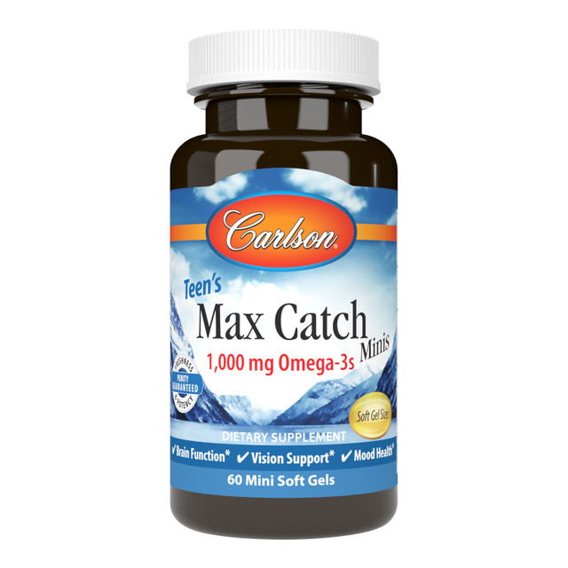 Teen’s Max Catch Minis provide a highly concentrated dose of 1,000 mg of omega-3s per serving, including 600 mg of EPA and 400 mg of DHA, in easy-to-swallow mini soft gels. sku_1841-UPC
