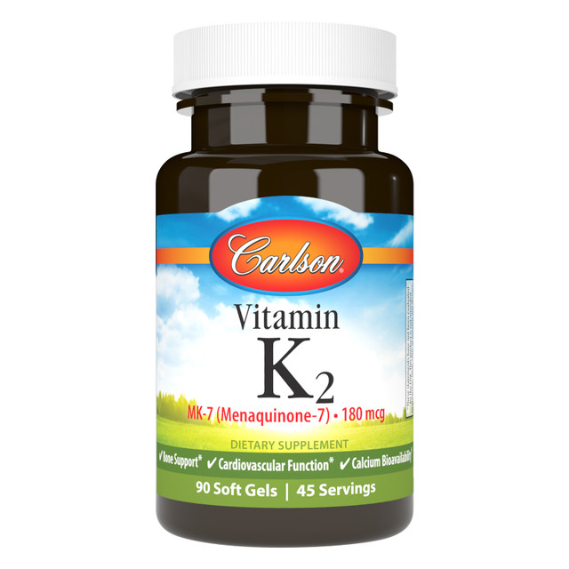 Build better bones and support optimal wellness with Carlson Vitamin K2 as MK-7 180 mcg. sku_1082-UPC
