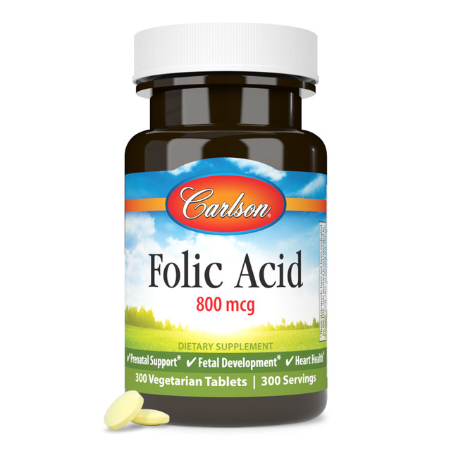 Carlson Folic Acid 800 mcg provides important B vitamins for women who are pregnant or may become pregnant. 800 mcg folic acid