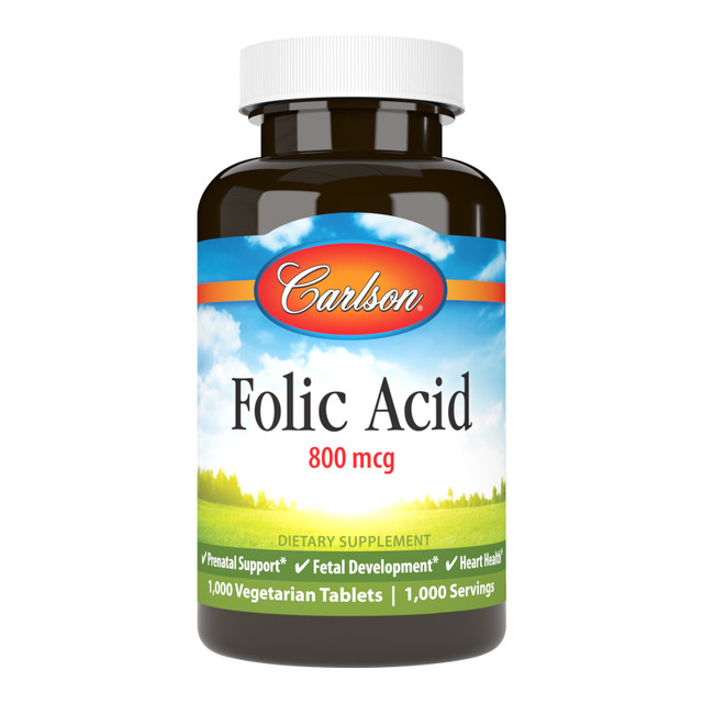 Carlson Folic Acid 800 mcg provides important B vitamins for women who are pregnant or may become pregnant. sku_2666-UPC