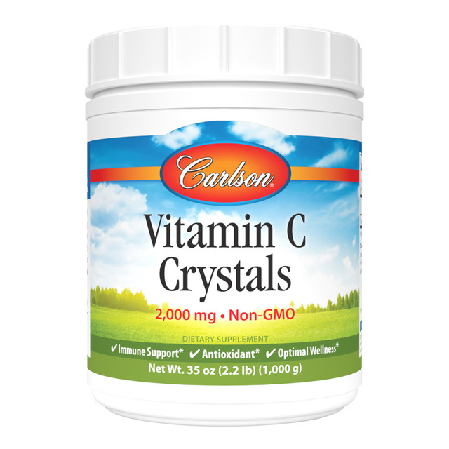 Vitamin C is an essential antioxidant for supporting healthy immune system, teeth, and gum health. Carlson Vitamin C Crystals, Non-GMO are made with pure vitamin C (ascorbic acid). Take a 1/2 teaspoon dissolved in water or juice one to two times daily. sku_3354-UPC