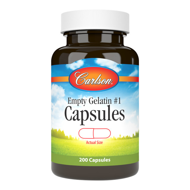 Carlson Empty Gelatin Capsules are easy to pull apart and fill, and they come in a convenient screw-cap bottle, great for traveling or on-the-go lifestyles. empty gel caps, empty capsules, empty gelatin capsules