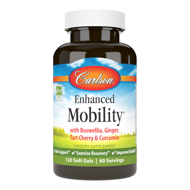 Enhanced Mobility is a unique, high-potency blend of joint health nutrients: boswellia, curcumin, ginger, and tart cherry. sku_4692