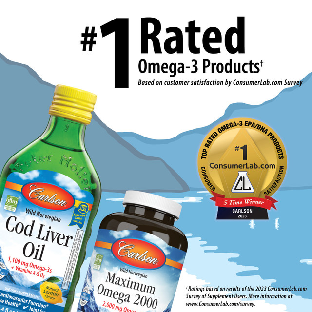 Carlson Vegetarian DHA provides 910 mg of DHA in a single half teaspoon and is tested by an FDA-registered laboratory for freshness, potency, and purity.