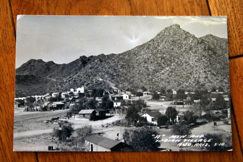 "A" Mtn and Indian Village AJO ARIZONA Copper Mining Real Photo Postcard RPPC AZ