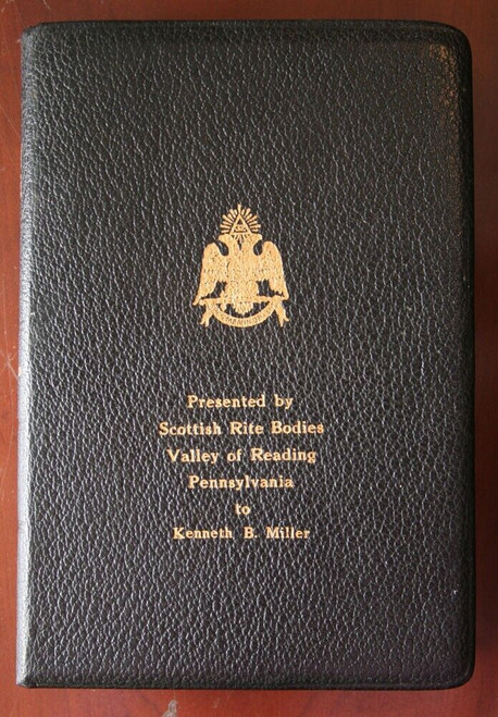 HOLY BIBLE Scottish Rite Reading Pennsylvania 1957 Holman MASONIC Temple LEATHER