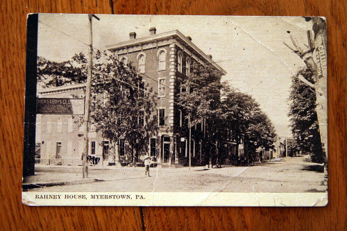 BAHNEY HOUSE, Myerstown PA Pennsylvania 1916 Antique Postcard HOTEL Street View