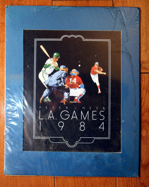 L.A. Games 1984 PETER J. HEER Lithograph Poster BASEBALL 11" x 14" Vintage