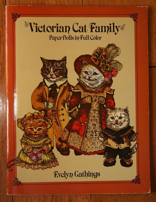 Victorian Cat Family Paper Dolls in Full Color by Evelyn Gathings 1984 UNUSED