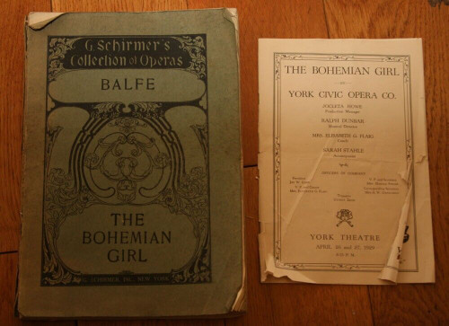 THE BOHEMIAN GIRL Balfe G. Schirmer Sheet Music Songbook + York Civic Opera 1929