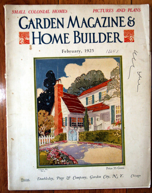 Garden Magazine & Home Builder February 1925 Colonial Houses Pictures & Plans