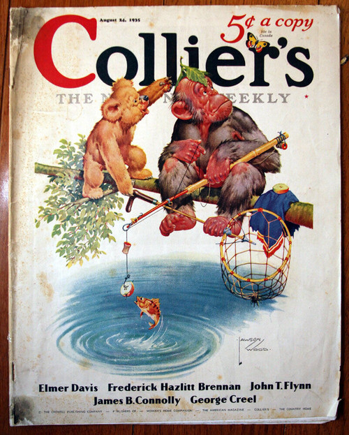 Collier's August 24, 1935 Vintage Magazine Lawson Wood Cover