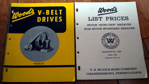 Wood's "Sure Grip" V-Belt Drives Catalog 192 T.B. Wood's Sons Co (1951) + Prices