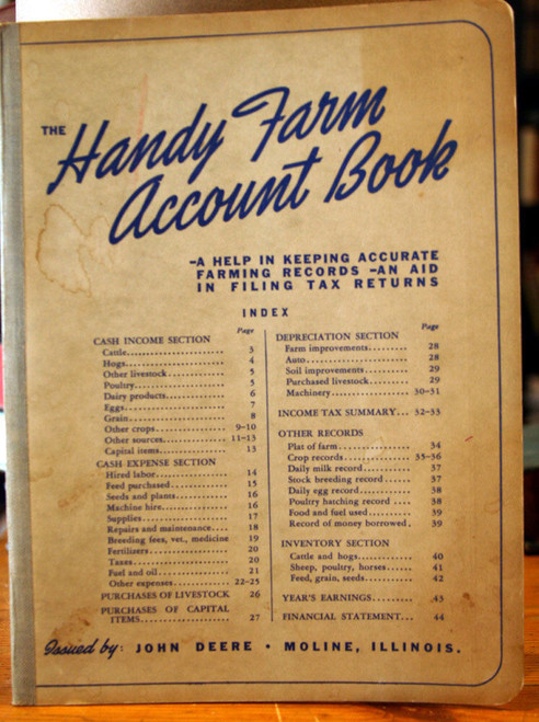 JOHN DEERE TRACTOR CO. Handy Farm Account Book 1953 Calendar