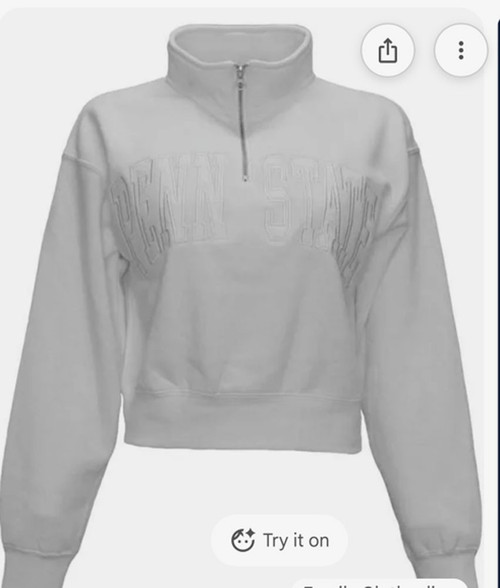 PENN STATE Women's Cropped Quarter-Zip White Sweatshirt Size XS PSU University