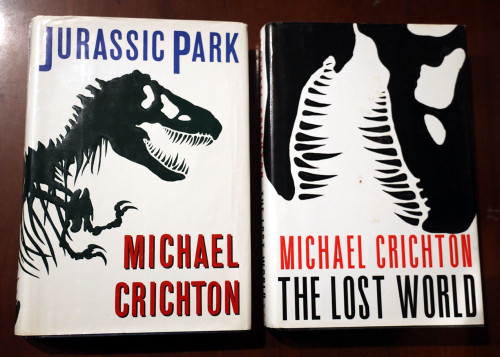 JURASSIC PARK 1993 (9th) + THE LOST WORLD 1995 (1st) by Michael Crichton HC/DJ