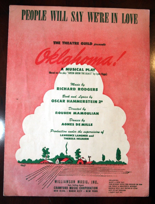 OKLAHOMA! Vintage Sheet Music 1943 "PEOPLE WILL SAY WE'RE IN LOVE" Musical Play
