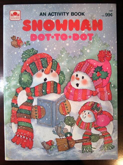 SNOWMAN DOT-TO-DOT Vintage Activity Book 1979 Golden UNUSED #1107 No Handwriting