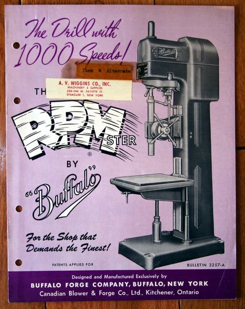 Buffalo Forge Company RPMster Bulletin 3257-A Vintage Catalog 1950 Buffalo NY