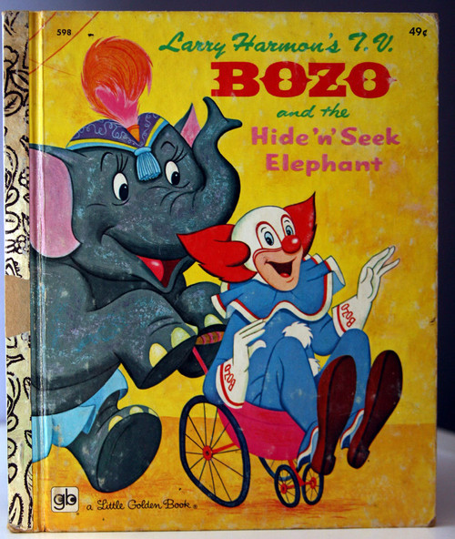 Larry Harmon's T.V. BOZO & Hide 'n' Seek Elephant 1975 Little Golden Book CLOWN