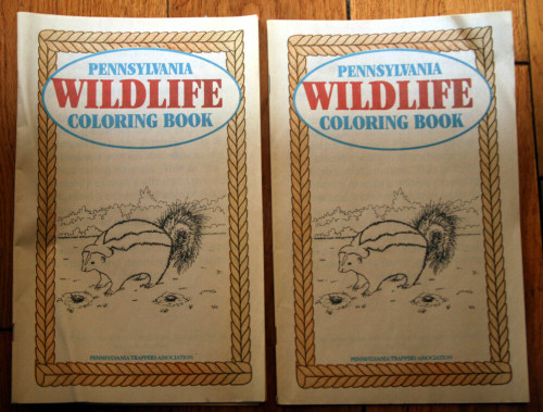 Pennsylvania Wildlife Coloring Book Lot *2 Copies* 1995 PA Trappers Association