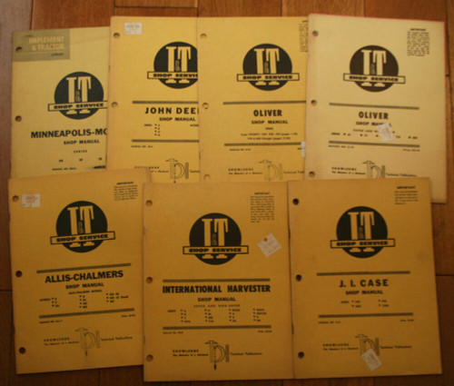 I & T Shop Service Manuals Lot of 7 1950's JOHN DEERE, OLIVER, ALLIS-CHALMERS ++