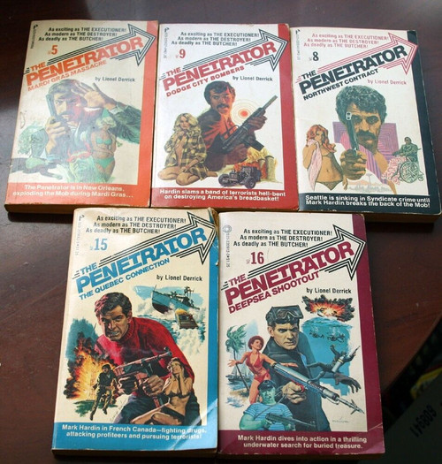 THE PENETRATOR Vintage Paperback Book Lot by Lionel Derrick #5, 8, 9, 15, 16 1st