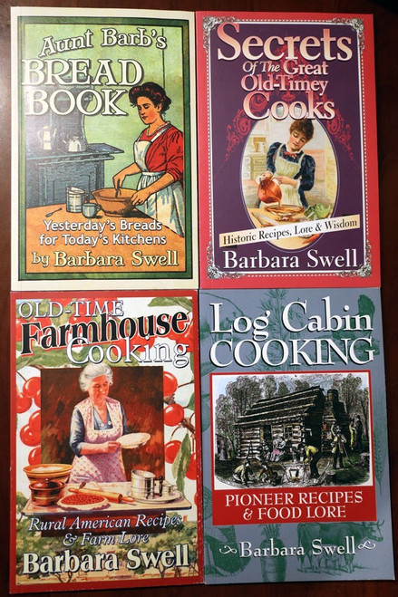 BARBARA SWELL Book Lot Aunt Barb's Bread Book, Log Cabin Cooking, Old-Time Farm