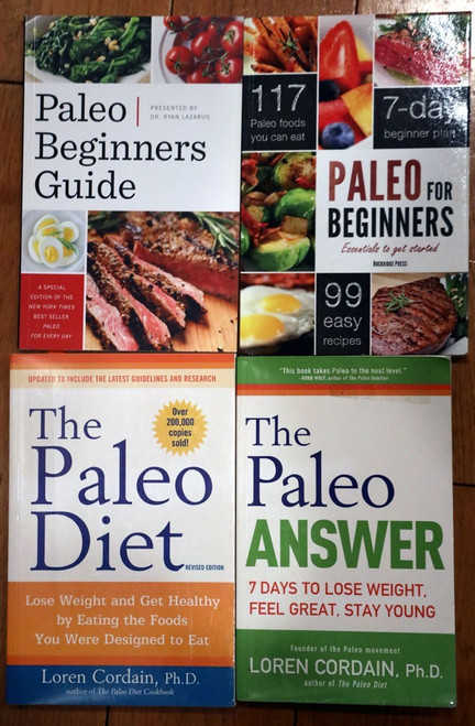 Lot of 4 PALEO Diet Cookbooks - Loren Cordain/Dr. Lazarus/Beginner Recipes
